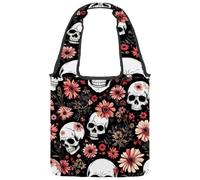 VAPOKF Daisies Dead Skull Sac fourre-tout en toile pour femme Grand sac de transport réutilisable pour l'école, le travail, le bureau, les voyages, le shopping décontracté