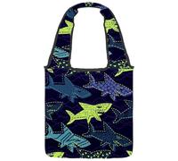 VAPOKF Danger Shark on the Deepsea Sac fourre-tout en toile pour femme, grand sac de transport réutilisable, sac à bandoulière pour l'école, le travail, le bureau, les voyages, le shopping