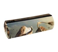 VAPOKF Deux trousses à crayons en cuir synthétique avec imprimé « Fighting Bulls » - Trousse de maquillage pour femmes, filles, garçons, enfants, fournitures scolaires et de bureau, multicolore