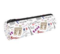 VAPOKF Doodle Paris Trousse de voyage en toile avec arche et dessert pour crayons, pièces de monnaie, maquillage, pour étudiants, papeterie, école, bureau, multicolore, 20x6.3cm/7.9x2.5in, Trousses à