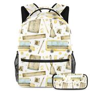 VAPOKF Ensemble de cartable avec règle de bus scolaire, crayon et lettres, pour adolescents, filles, garçons, enfants, sac à dos avec trousse à crayons pour l'école primaire, secondaire, lycée,