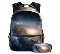 VAPOKF Ensemble de cartable motif galaxie en spirale pour adolescentes, filles, garçons, enfants, sac à dos pour étudiant, sac à dos avec trousse à crayons pour école primaire, secondaire et lycée