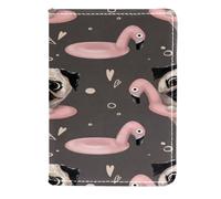 VAPOKF Étui portefeuille de voyage en cuir avec anneau de natation Motif carlin flamant rose 11,5 x 16,5 cm, multicolore, 11.5x16.5cm/4.5x6.5 in, Vintage