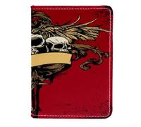 VAPOKF Étui portefeuille de voyage en cuir avec trois crânes avec aile sur le grunge, 11,5 x 16,5 cm, multicolore, 11.5x16.5cm/4.5x6.5 in, Vintage