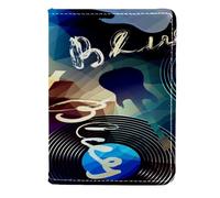 VAPOKF Étui portefeuille de voyage en cuir pour CD et passeport Motif guitare Bleu 11,5 x 16,5 cm, multicolore, 11.5x16.5cm/4.5x6.5 in, Vintage