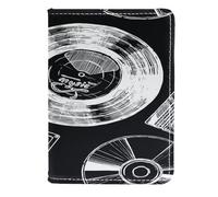VAPOKF Étui portefeuille de voyage en cuir pour disque vinyle cassette CD passeport 11,5 x 16,5 cm, multicolore, 11.5x16.5cm/4.5x6.5 in, Vintage