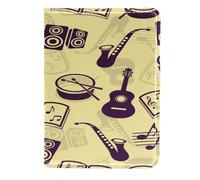 VAPOKF Étui portefeuille de voyage en cuir pour guitare, saxophone et notes 11,5 x 16,5 cm, multicolore, 11.5x16.5cm/4.5x6.5 in, Vintage