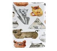 VAPOKF Étui portefeuille de voyage en cuir pour passeport avec motif géométrique et chats 11,5 x 16,5 cm, multicolore, 11.5x16.5cm/4.5x6.5 in, Vintage