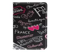 VAPOKF Étui portefeuille de voyage en cuir pour passeport Bonjour Paris, 11,5 x 16,5 cm, multicolore, 11.5x16.5cm/4.5x6.5 in, Vintage