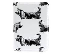 VAPOKF Étui portefeuille de voyage en cuir pour passeport de chien Yorkshire Terriers dessiné à la main, 11,5 x 16,5 cm, multicolore, 11.5x16.5cm/4.5x6.5 in, Vintage