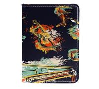 VAPOKF Étui portefeuille de voyage en cuir pour passeport de guitare de jazz grunge, 11,5 x 16,5 cm, multicolore, 11.5x16.5cm/4.5x6.5 in, Vintage