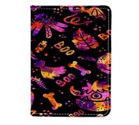 VAPOKF Étui portefeuille de voyage en cuir pour passeport Halloween fantôme sorcière chapeau monstre citrouille 11,5 x 16,5 cm, multicolore, 11.5x16.5cm/4.5x6.5 in, Vintage