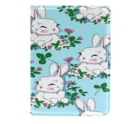 VAPOKF Étui portefeuille de voyage en cuir pour passeport Happy Bunny avec trèfle et fleur, 11,5 x 16,5 cm, multicolore, 11.5x16.5cm/4.5x6.5 in, Vintage