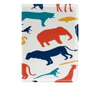 VAPOKF Étui portefeuille de voyage en cuir pour passeport Motif animaux girafe, éléphant, singe, tigre, 11,5 x 16,5 cm, multicolore, 11.5x16.5cm/4.5x6.5 in, Vintage