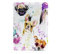 VAPOKF Étui portefeuille de voyage en cuir pour passeport Motif carlin et corgi 11,5 x 16,5 cm, multicolore, 11.5x16.5cm/4.5x6.5 in, Vintage