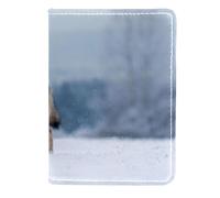 VAPOKF Étui portefeuille de voyage en cuir pour passeport Motif loup marchant dans la neige 11,5 x 16,5 cm, multicolore, 11.5x16.5cm/4.5x6.5 in, Vintage