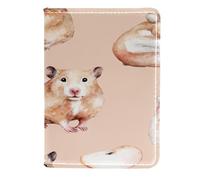 VAPOKF Étui portefeuille de voyage en cuir pour passeport Motif petit hamster rouge avec tranche de pomme 11,5 x 16,5 cm, multicolore, 11.5x16.5cm/4.5x6.5 in, Vintage
