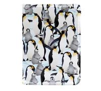 VAPOKF Étui portefeuille de voyage en cuir pour passeport Motif pingouin Empire 11,5 x 16,5 cm, multicolore, 11.5x16.5cm/4.5x6.5 in, Vintage