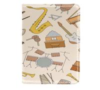 VAPOKF Étui portefeuille de voyage en cuir pour passeport pour guitare, batterie, piano, saxophone, 11,5 x 16,5 cm, multicolore, 11.5x16.5cm/4.5x6.5 in, Vintage