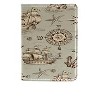 VAPOKF Étui portefeuille en cuir pour passeport Motif bateau à voile et pirates 11,5 x 16,5 cm, multicolore, 11.5x16.5cm/4.5x6.5 in, Vintage
