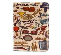 VAPOKF Étui portefeuille en cuir pour passeport Rock Instruments de musique 11,5 x 16,5 cm, multicolore, 11.5x16.5cm/4.5x6.5 in, Vintage