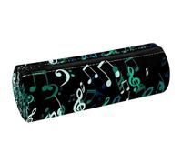 VAPOKF Falling Green Trousse à crayons en cuir synthétique avec notes de musique et clés de musique pour étudiants, fournitures de bureau pour femmes, filles, garçons, enfants, multicolore, 20x6.3x6.3