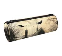 VAPOKF Flying Crows Trousse à crayons en forme de cabane abandonnée pour ranger des stylos, des pièces de monnaie, des cosmétiques, des articles de papeterie, l'école, le bureau