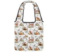 VAPOKF Forest Deer Mouse Fox Squirrel Hare Hedgehog Sac fourre-tout en toile pour femme Grand sac de transport réutilisable pour école, travail, bureau, voyage, shopping décontracté
