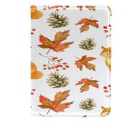 VAPOKF Forest Fox Étui portefeuille en cuir pour passeport Motif feuilles d'automne 11,5 x 16,5 cm, multicolore, 11.5x16.5cm/4.5x6.5 in, Vintage