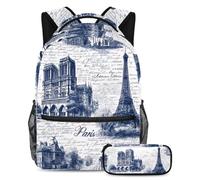 VAPOKF France Architectures Ensemble cartable pour adolescentes, filles, garçons, enfants, sac à dos avec trousse à crayons pour école primaire, secondaire et lycée