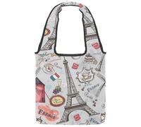 VAPOKF France Paris Sac fourre-tout en toile pour femme, grand sac de transport réutilisable pour l'école, le travail, le bureau, les voyages, le shopping, décontracté