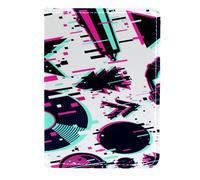VAPOKF Glitch Étui portefeuille en cuir pour passeport et équipement audio 11,5 x 16,5 cm, multicolore, 11.5x16.5cm/4.5x6.5 in, Vintage