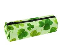 VAPOKF Green Clover Trousse à crayons en cuir PU pour ranger des stylos, des pièces de monnaie, des cosmétiques, des articles de papeterie, l'école, le bureau