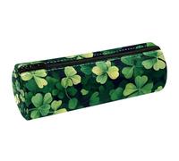 VAPOKF Green Clover Trousse à crayons en cuir PU pour ranger des stylos, des pièces de monnaie, des cosmétiques, des articles de papeterie, l'école, le bureau