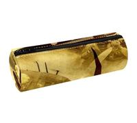 VAPOKF Grunge Avion Crashed Leather Barrel Trousse à crayons Porte-monnaie Cosmétique Maquillage Trousse pour Étudiant Papeterie École Bureau Rangement, multicolore, 20x6.3cm/7.9x2.5in, Trousse à