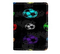 VAPOKF Grunge Étui portefeuille de voyage en cuir pour passeport Motif ballons de football Multicolore 11,5 x 16,5 cm, multicolore, 11.5x16.5cm/4.5x6.5 in, Vintage