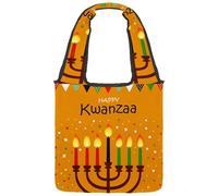 VAPOKF Happy Kwanzaa Sac fourre-tout en toile pour femme, grand sac de transport réutilisable, sac à bandoulière pour l'école, le travail, le bureau, les voyages, le shopping, décontracté