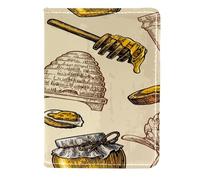 VAPOKF Honey Bee Hive Porte-passeport en cuir nid d'abeille 11,5 x 16,5 cm, multicolore, 11.5x16.5cm/4.5x6.5 in, Vintage