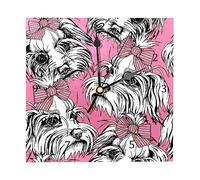 VAPOKF Horloge murale silencieuse à quartz avec motif chiot maltais et nœud rayé rose sans tic-tac - Fonctionne avec piles - Décoration d'intérieur pour chambre à coucher, salon, cuisine, bureau