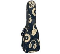 VAPOKF Housse pour ukulélé, étui pour ukulélé soprano ténor concert 58,4 cm, 10 mm d'épaisseur, rembourré, sangles réglables, sac de transport, notes de musique, écouteurs, disque audio, CD,