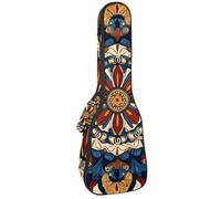 VAPOKF Housse pour ukulélé, housse pour ukulélé soprano ténor concert 58,4 cm, 10 mm d'épaisseur, rembourrée, sangles réglables, sac de transport, motif mandala bohème, bleu, multicolore,