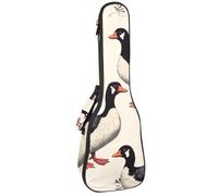 VAPOKF Housse pour ukulélé, housse pour ukulélé soprano ténor concert 58,4 cm, 10 mm d'épaisseur, rembourrée, sangles réglables, sac de transport, noir et blanc, canards indiens coureurs, multicolore,