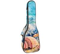 VAPOKF Housse pour ukulélé, housse pour ukulélé soprano ténor concert 58,4 cm, 10 mm d'épaisseur, rembourrée, sangles réglables, sac de transport, aquarelle, coquillage, étoile de mer, pierre sur