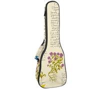 VAPOKF Housse pour ukulélé, housse pour ukulélé soprano ténor concert 58,4 cm, 10 mm d'épaisseur, rembourrée, sangles réglables, sac de transport, papillon et libellule sur papier ancien, multicolore,