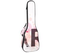 VAPOKF Housse pour ukulélé, housse pour ukulélé soprano ténor concert 58,4 cm, 10 mm d'épaisseur, rembourrée, sangles réglables, sac de transport, tour Eiffel, cœurs et papillon rose, multicolore,