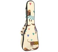 VAPOKF Housse pour ukulélé, housse pour ukulélé soprano ténor concert 58,4 cm, 10 mm d'épaisseur, rembourrée, sangles réglables, sac de transport, teckels en robe d'été, multicolore,