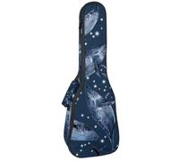 VAPOKF Housse pour ukulélé, housse pour ukulélé soprano ténor concert 58,4 cm, 10 mm d'épaisseur, rembourrée, sangles réglables, sac de transport, baleine dans ciel étoilé, multicolore,