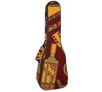 VAPOKF Housse pour ukulélé, housse pour ukulélé soprano ténor concert 58,4 cm, 10 mm d'épaisseur, rembourrée, sangles réglables, sac de transport, motif tête de mort mexicaine, cactus chili,