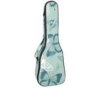 VAPOKF Housse pour ukulélé, housse pour ukulélé soprano ténor concert 58,4 cm, 10 mm d'épaisseur, rembourrée, sangles réglables, sac de transport, motif papillons, multicolore, 25.9x9x3.1in/66x23x8cm
