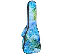 VAPOKF Housse pour ukulélé, housse pour ukulélé soprano ténor concert 58,4 cm, 10 mm d'épaisseur, rembourrée, sangles réglables, sac de transport, coque aquarelle, art zen bleu, multicolore,